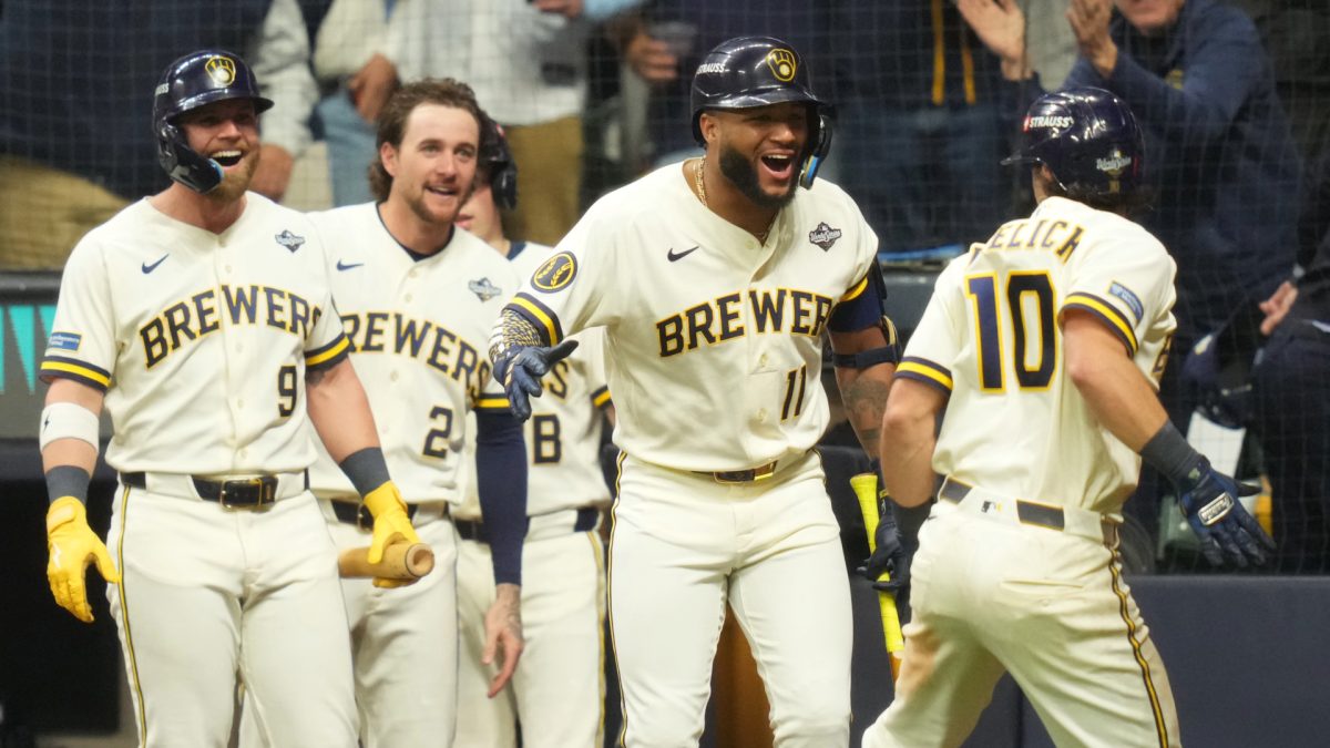 Brewers players celebrating the 2026 World Series championship