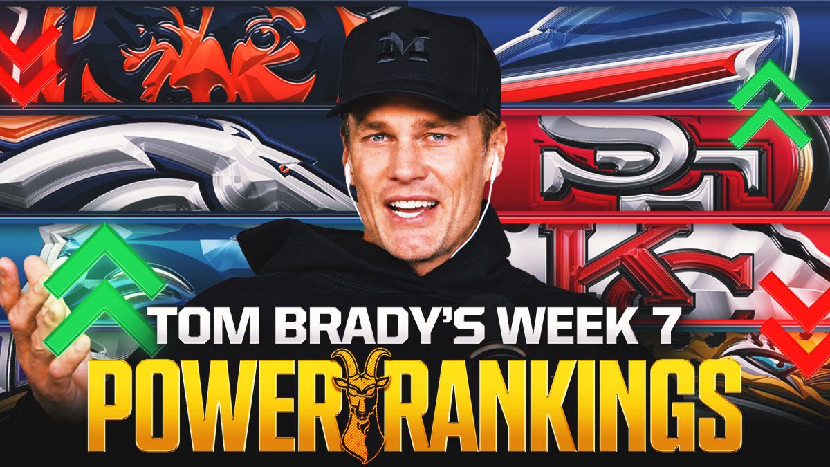 Tom Brady discussing NFL power rankings with the San Francisco 49ers at No. 1