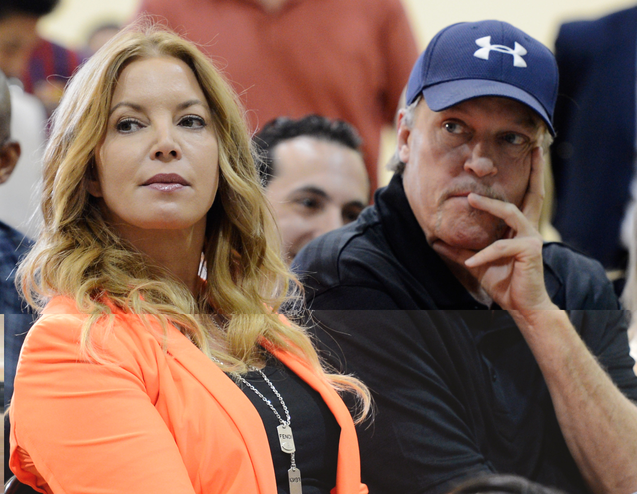 Los Angeles Lakers owner Jeanie Buss and her brother Jim Buss.
