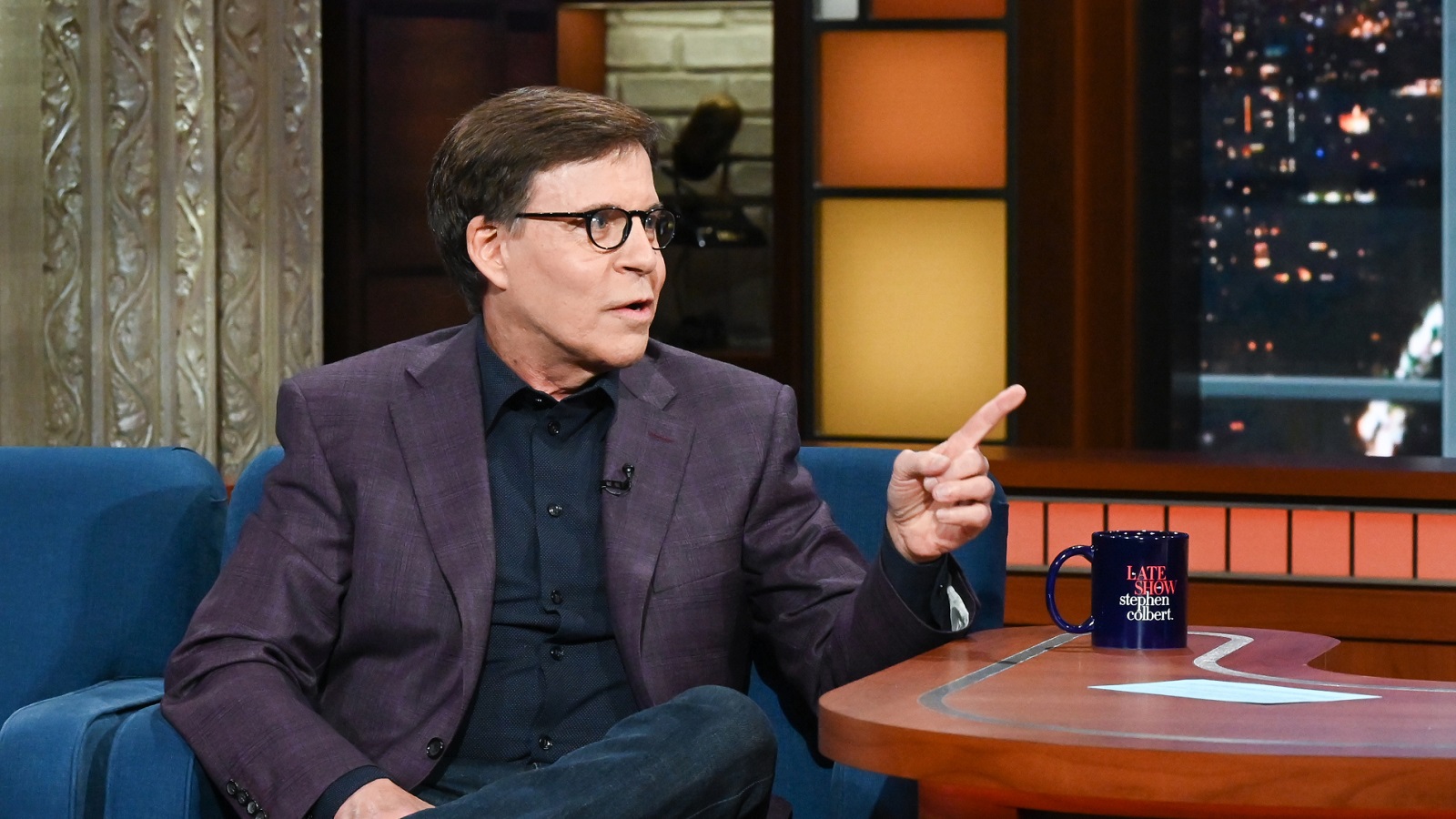 ;The Late Show with Stephen Colbert' and guest Bob Costas during the July 21, 2021 airing. | Scott Kowalchyk/CBS via Getty Images