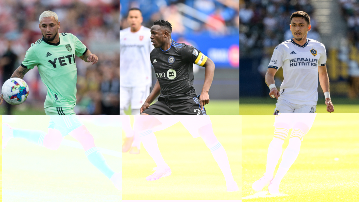 The five best MLS central midfielders in 2022 include (L-R) Austin FC's Diego Fagundez, CF Montreal's Victor Wanyama, and LA Galaxy's Marky Delgado.