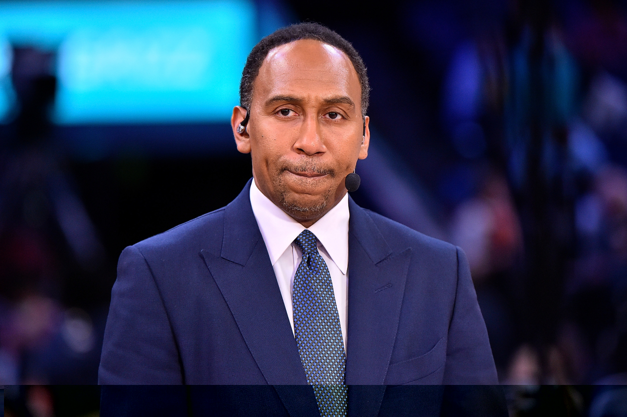 ESPN commentator and longtime New York Knicks fan Stephen A. Smith before an NBA game in 2022.