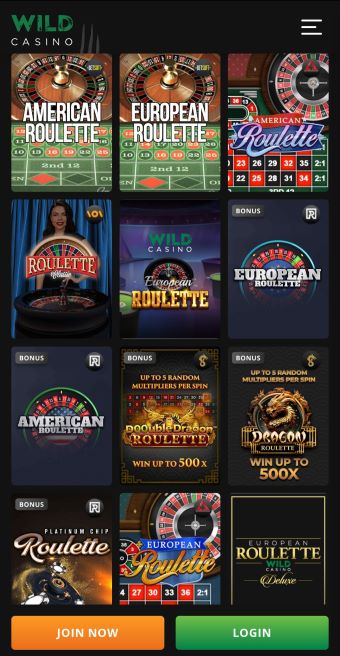 Wild Casino roulette app