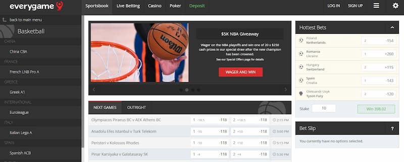 Everygame - one of the best offshore sportsbooks available for US players