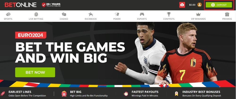 Euro 2024 betting sites go to cashier at BetOnline