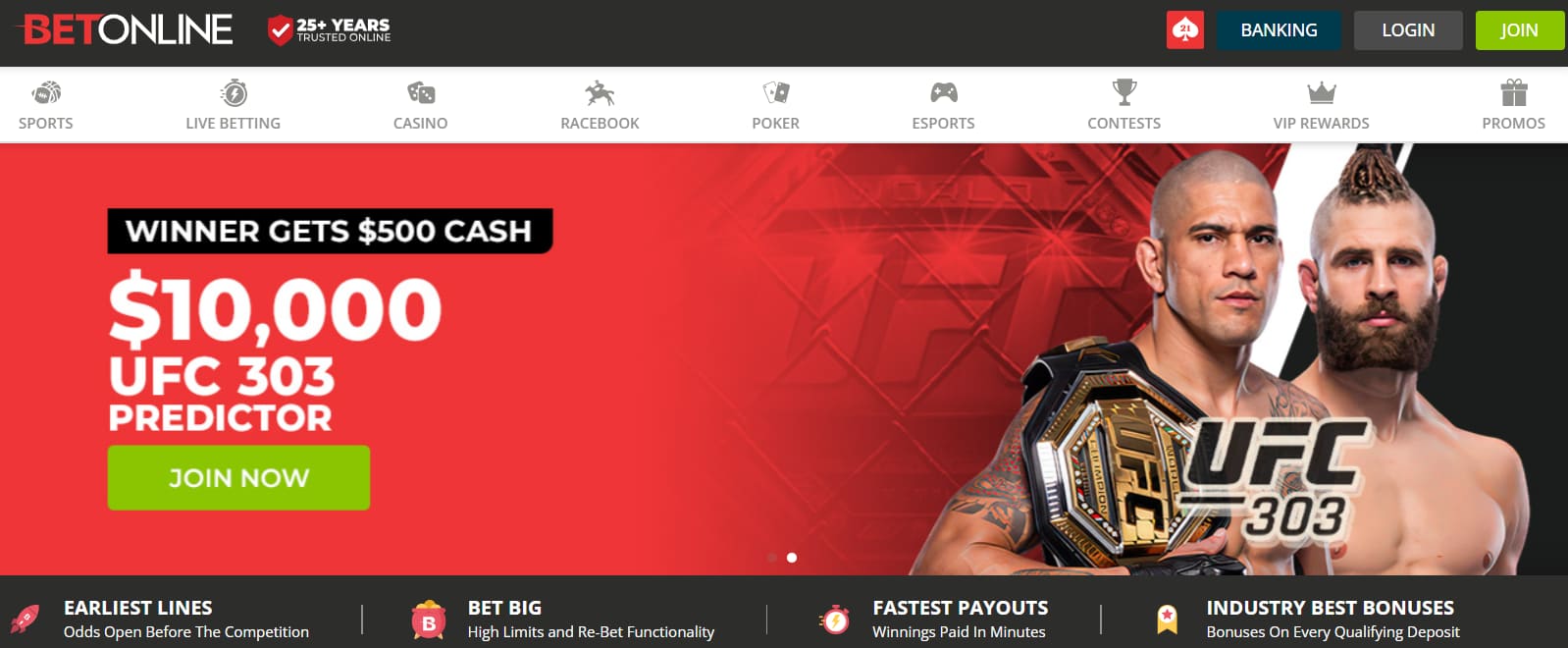 BetOnline - the best UFC betting site in the US