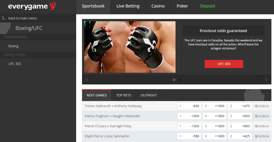 Everygame - trusted UFC betting site