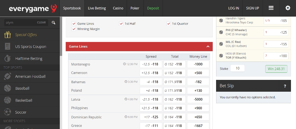 Everygame - one of the best Olympics betting sites in the US